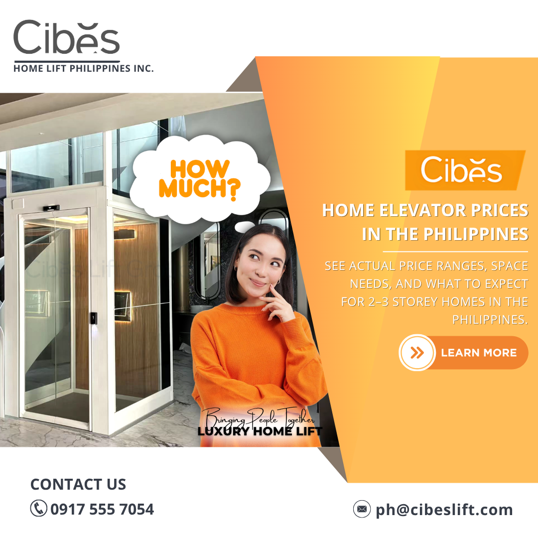 Home elevator cost in the Philippines for 2 to 3 storey homes with compact residential lift installed inside a modern house