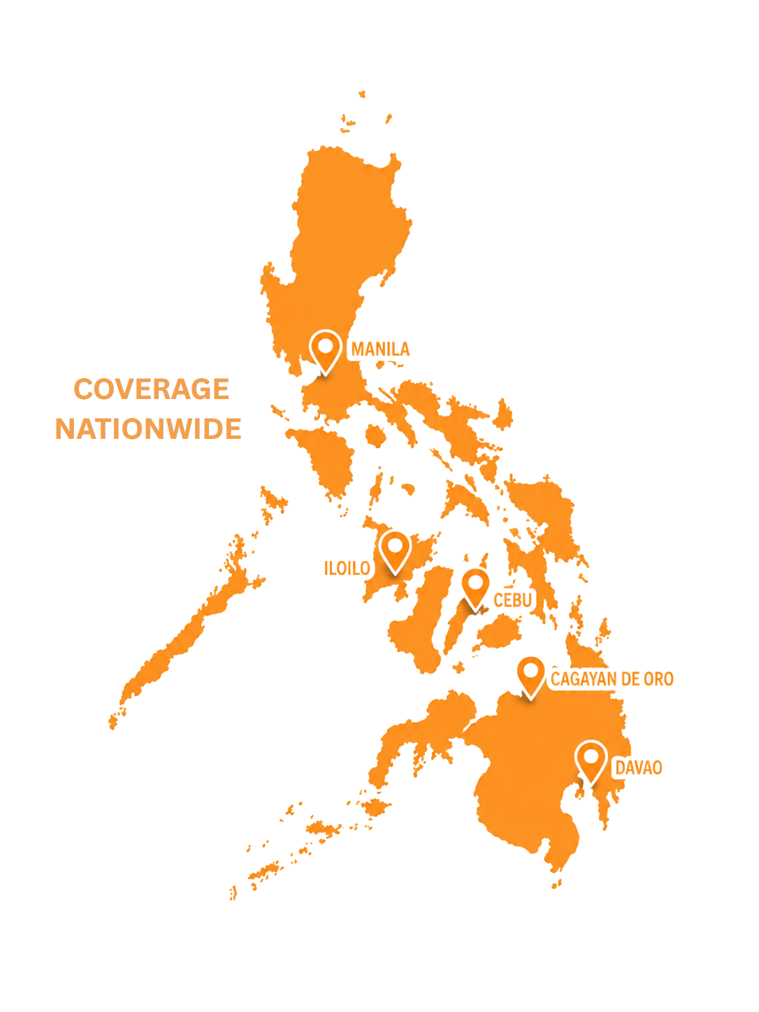 Cibes home lift Philippines map showing locations in Manila, Iloilo, Cebu, Cagayan de Oro, and Davao